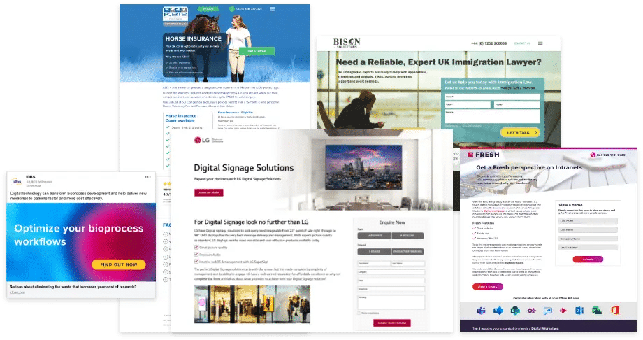 Landing page design services including Conversion Rate Optimisation (CRO).