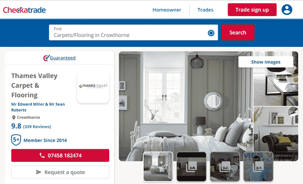 Thames Valley Carpet and Flooring's Checkatrade listing.