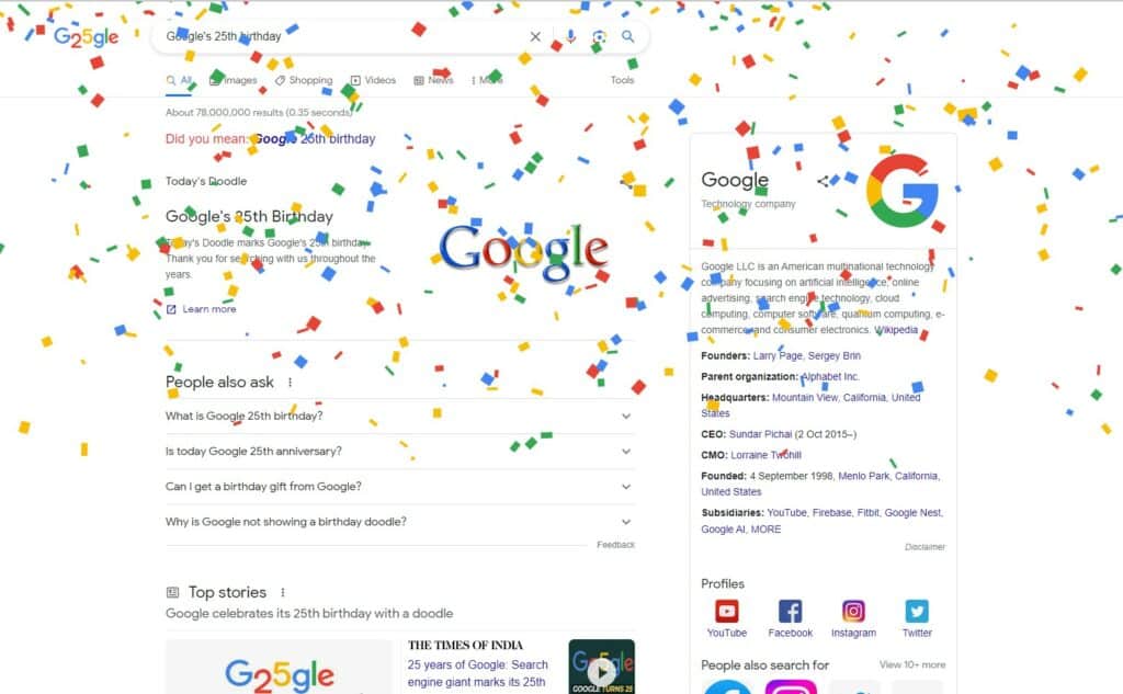 Google Search 25th Birthday