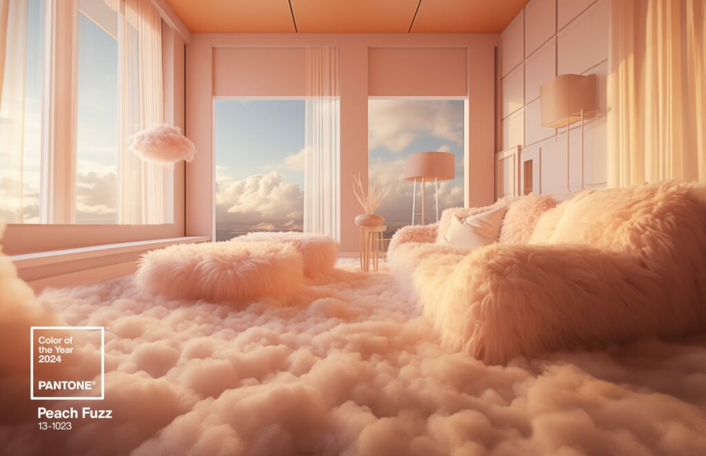 Pantone Peach Fuzz, colour of the year 2024 - Warm Fuzzy Room