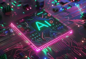 A computer chip with the letters AI on it.